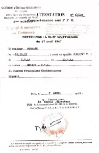Attestation de Résistant